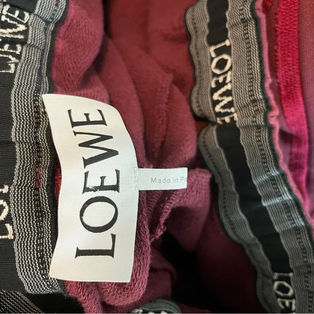 NEW NWT LOEWE Bi-Color Joggers In Burgundy Sweatpants